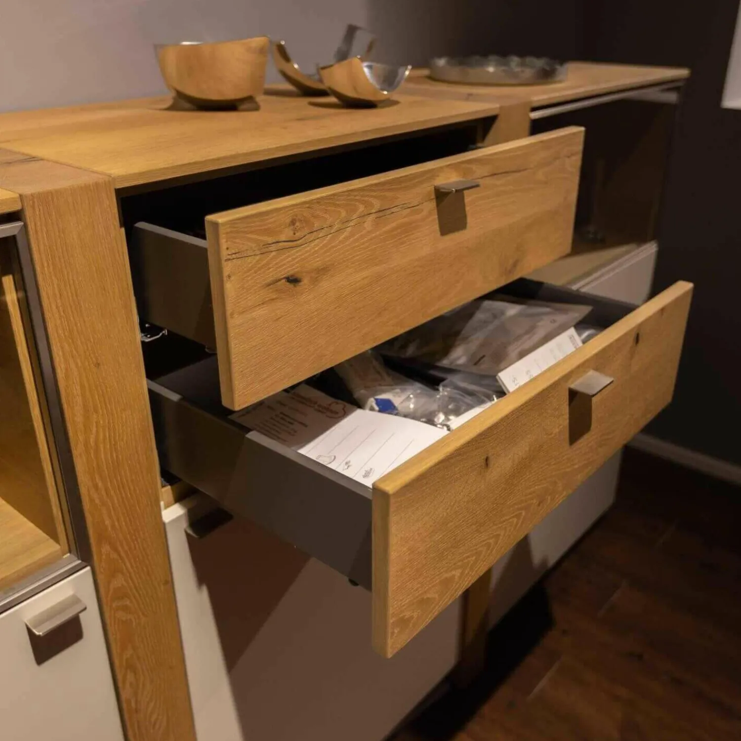 Venjakob Wohnwände & Tv-Lowboards|Wohnwand LS 043016 Albero Sideboard Vitrine Lack Weiß Matt Santanaeiche