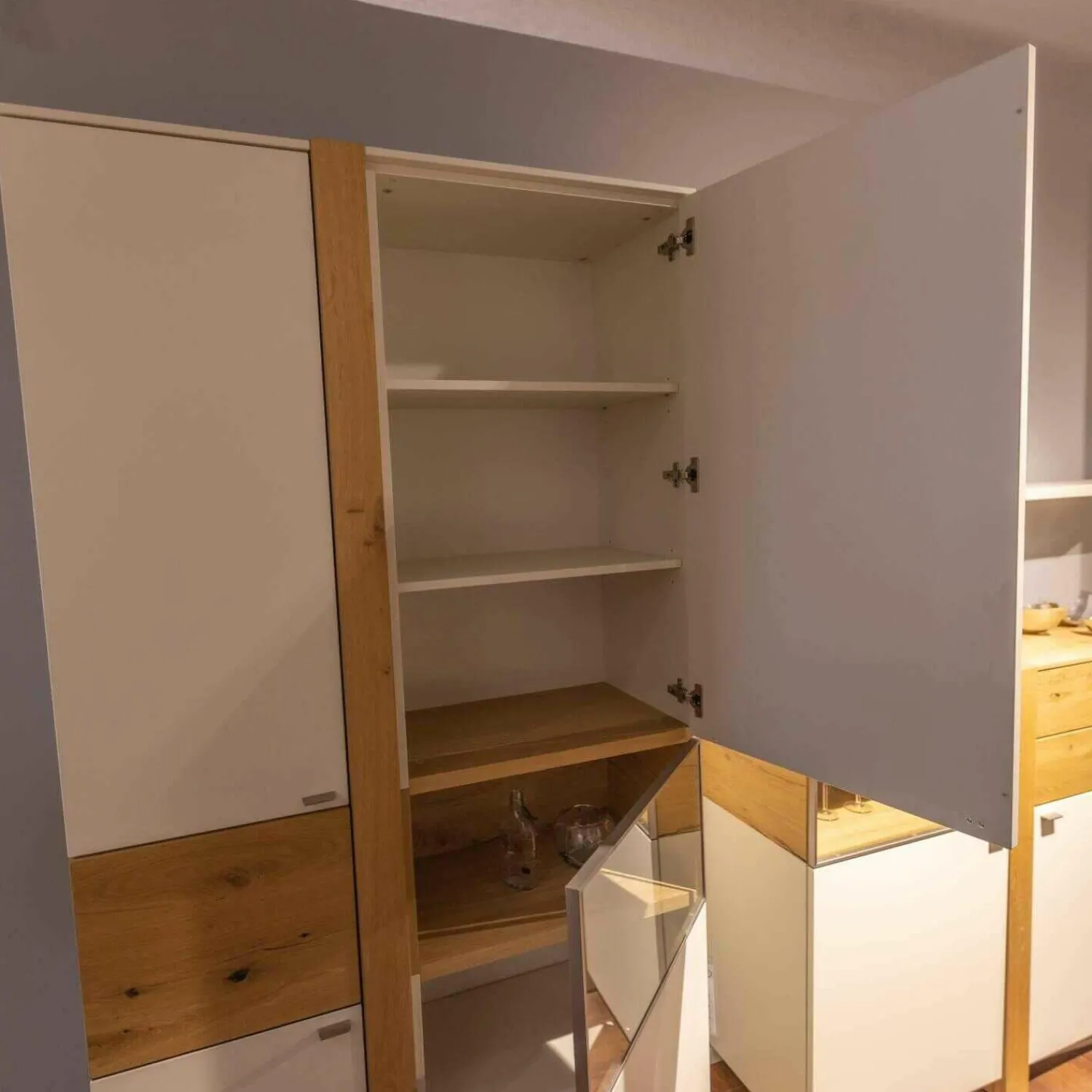 Venjakob Wohnwände & Tv-Lowboards|Wohnwand LS 043016 Albero Sideboard Vitrine Lack Weiß Matt Santanaeiche