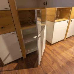 Venjakob Wohnwände & Tv-Lowboards|Wohnwand LS 043016 Albero Sideboard Vitrine Lack Weiß Matt Santanaeiche