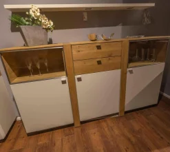 Venjakob Wohnwände & Tv-Lowboards|Wohnwand LS 043016 Albero Sideboard Vitrine Lack Weiß Matt Santanaeiche