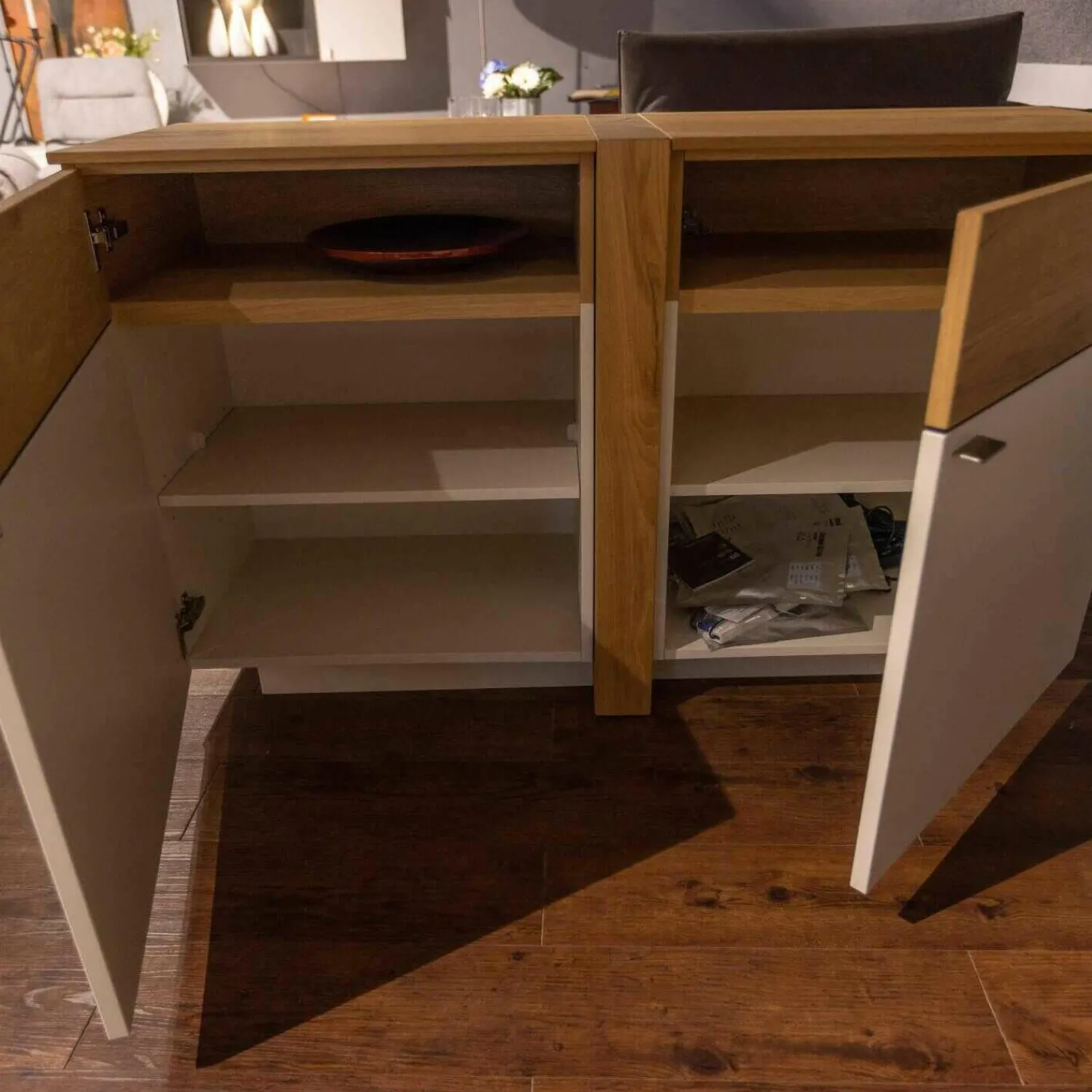 Venjakob Wohnwände & Tv-Lowboards|Wohnwand LS 043016 Albero Sideboard Vitrine Lack Weiß Matt Santanaeiche