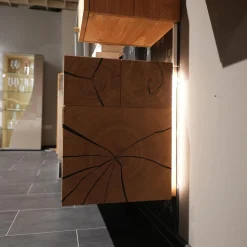 Die Hausmarke Wohnwände & Tv-Lowboards|Wohnwand Media Design 580004-352 Asteiche Hell Massiv Lichtgrau Braun