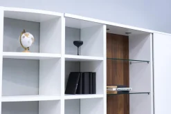 Hülsta Wohnwände & Tv-Lowboards|Wohnwand Mega-Design Lackbeschichtung Weiß Furniert Kernnussbaum