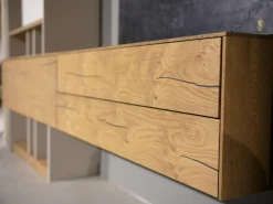 Contur Wohnwände & Tv-Lowboards|Wohnwand Mileto Asteiche Glas Lichtgrau