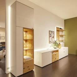 Schöner Wohnen-Kollektion Wohnwände & Tv-Lowboards|Wohnwand Mino Lack Kristallweiß Matt Akzente Wildeiche Hell Soft Gebürstet Geölt Inklusive Beleuchtung Und Kabeldurchlass