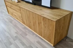 Natura Wohnwände & Tv-Lowboards|Wohnwand Missoula Eiche Massiv Geölt mit LED-Beleuchtung