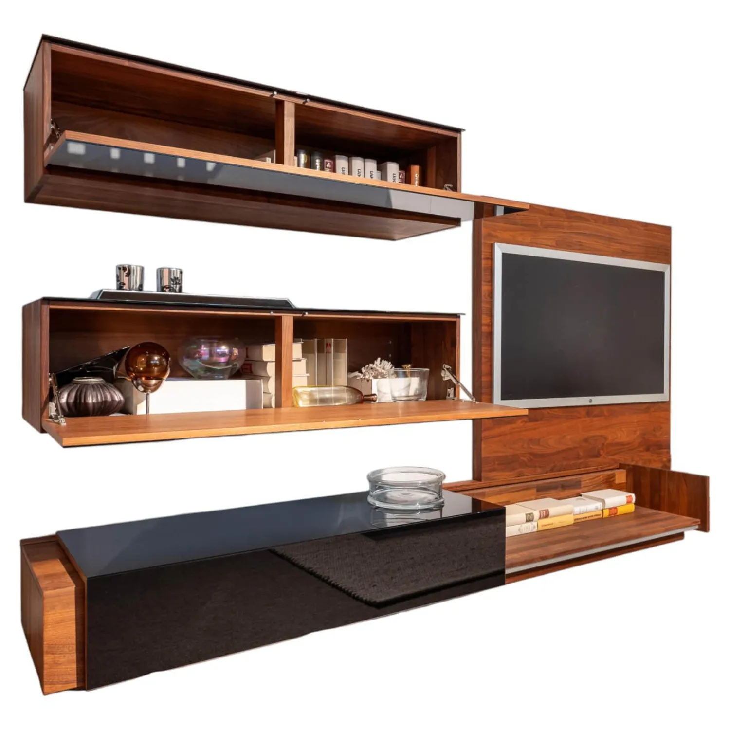 Team 7 Wohnwände & Tv-Lowboards|Wohnwand Mit TV Wand Und Hängeschränken Kirschbaum