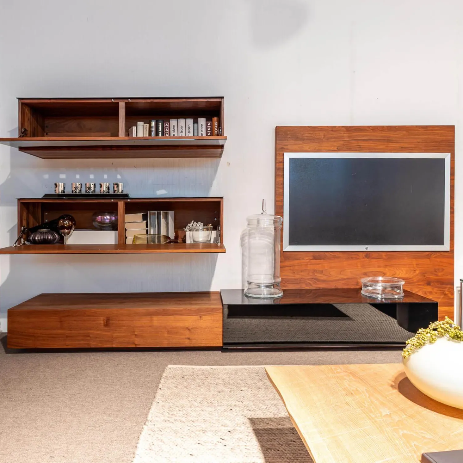 Team 7 Wohnwände & Tv-Lowboards|Wohnwand Mit TV Wand Und Hängeschränken Kirschbaum