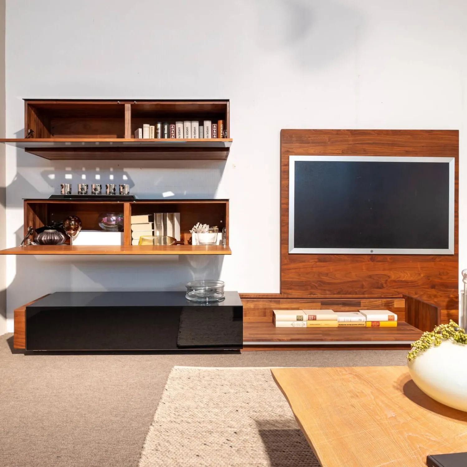 Team 7 Wohnwände & Tv-Lowboards|Wohnwand Mit TV Wand Und Hängeschränken Kirschbaum