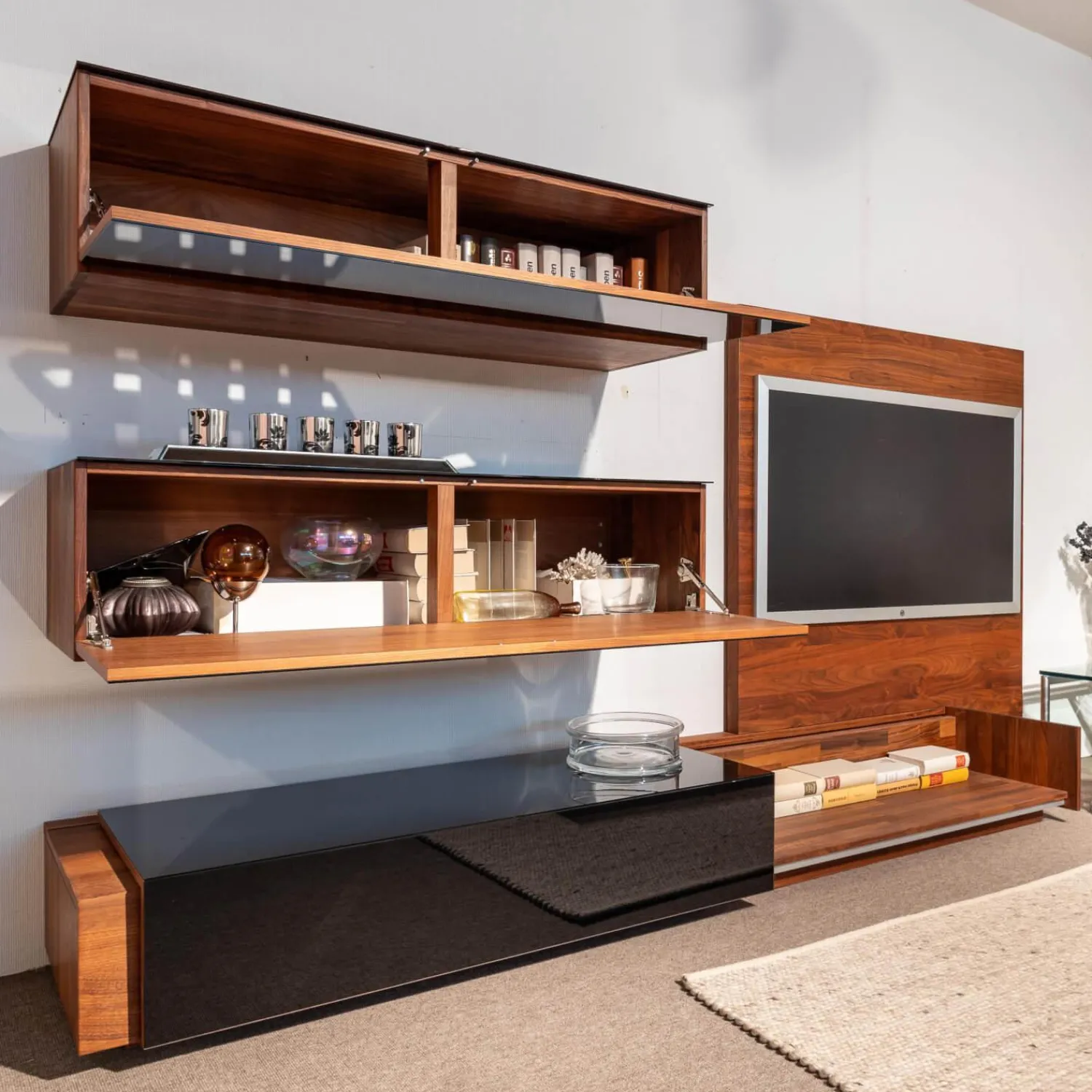 Team 7 Wohnwände & Tv-Lowboards|Wohnwand Mit TV Wand Und Hängeschränken Kirschbaum