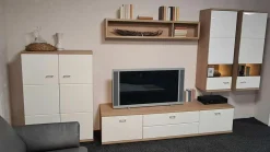 Stralsunder Möbelwerke Wohnwände & Tv-Lowboards|Wohnwand Multiplan Wildeiche Dekot Front Weiß Hochglanz