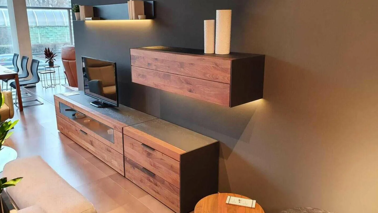 Hartmann Wohnwände & Tv-Lowboards|Wohnwand Nea Nussbaum Eiche Anthrazit