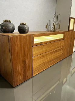 Hülsta Wohnwände & Tv-Lowboards|Wohnwand Neo Kernnussbaum Und Lack Reinweiss Mit Hinterlackiertem Glas Inklusive Beleuchtung