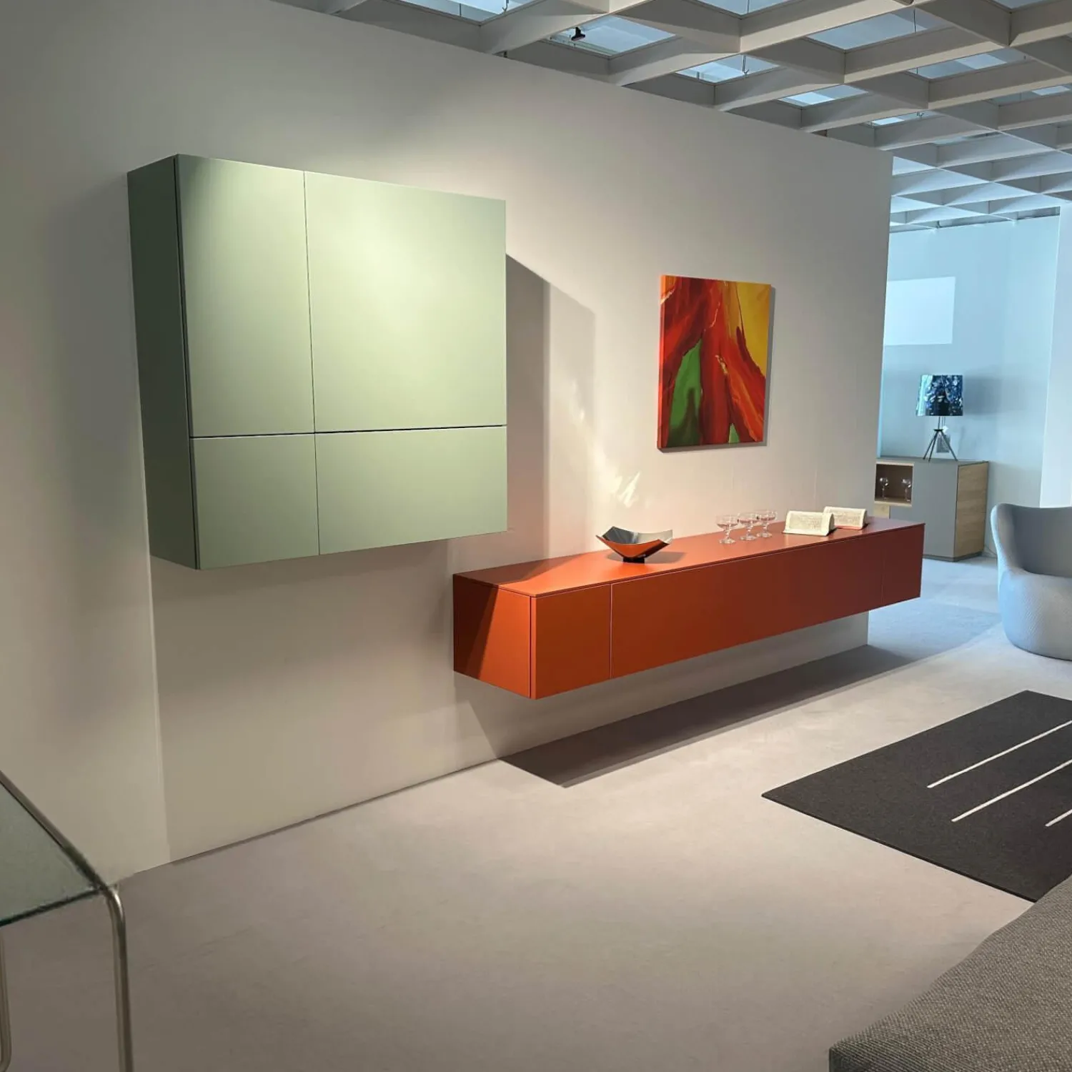 Hülsta Wohnwände & Tv-Lowboards|Wohnwand Neo Lack NCS S3050 Orange Und NCS S3010 Grün