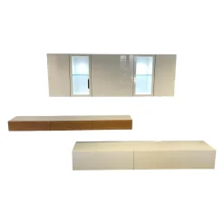 Hülsta Wohnwände & Tv-Lowboards|Wohnwand Neo Lack Weiß Front Hochglanzweiß Und Natureiche Grifflos Push To Open Beschlag Mit Beleuchtung