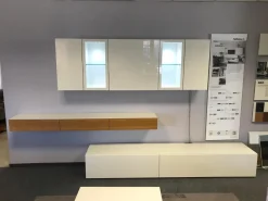 Hülsta Wohnwände & Tv-Lowboards|Wohnwand Neo Lack Weiß Front Hochglanzweiß Und Natureiche Grifflos Push To Open Beschlag Mit Beleuchtung