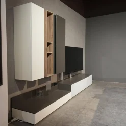 Spectral Smart Furniture Wohnwände & Tv-Lowboards|Wohnwand Next Lack Snow Weiß Silver Silber Und Granit Grau Holz Natural Oak Mit Soundsystem Ohne Fernseher