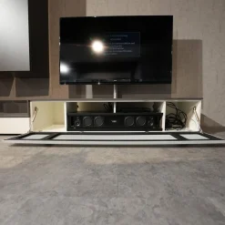 Spectral Smart Furniture Wohnwände & Tv-Lowboards|Wohnwand Next Lack Snow Weiß Silver Silber Und Granit Grau Holz Natural Oak Mit Soundsystem Ohne Fernseher