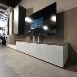 Spectral Smart Furniture Wohnwände & Tv-Lowboards|Wohnwand Next Lack Snow Weiß Silver Silber Und Granit Grau Holz Natural Oak Mit Soundsystem Ohne Fernseher