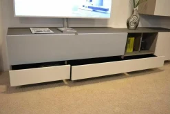 Spectral Smart Furniture Wohnwände & Tv-Lowboards|Wohnwand Niba Weiß Granit Lackiert mit LED-Beleuchtung und TV-Halterung