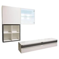 Hülsta Wohnwände & Tv-Lowboards|Wohnwand Now Touch 9801141 Lack Supermatt Reinweiß Akzent Samteiche Grau