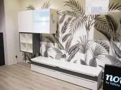 Hülsta Wohnwände & Tv-Lowboards|Wohnwand Now Touch 9801141 Lack Supermatt Reinweiß Akzent Samteiche Grau