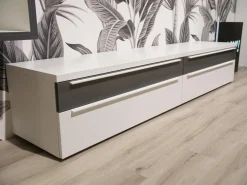 Hülsta Wohnwände & Tv-Lowboards|Wohnwand Now Touch 9801141 Lack Supermatt Reinweiß Akzent Samteiche Grau