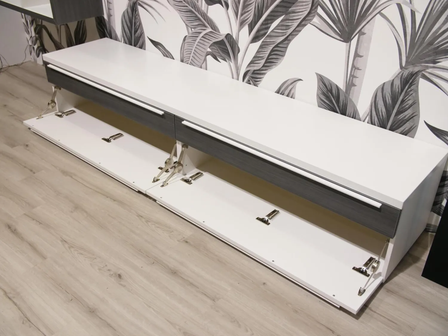 Hülsta Wohnwände & Tv-Lowboards|Wohnwand Now Touch 9801141 Lack Supermatt Reinweiß Akzent Samteiche Grau