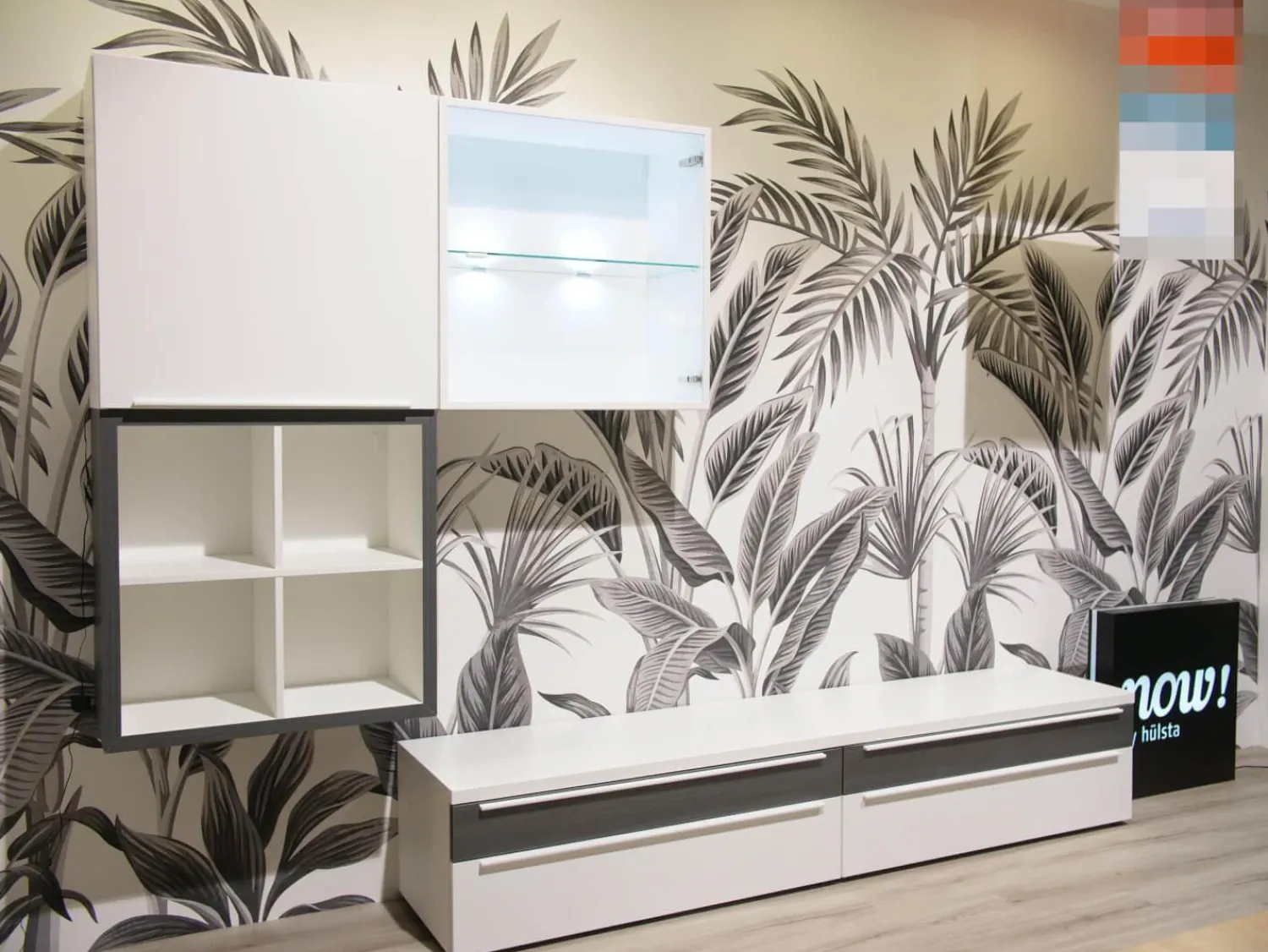 Hülsta Wohnwände & Tv-Lowboards|Wohnwand Now Touch 9801141 Lack Supermatt Reinweiß Akzent Samteiche Grau