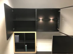 Hülsta Wohnwände & Tv-Lowboards|Wohnwand Now Touch Super Matt Schwarz Akzente Samteiche Natur Metallgriffe Schwarz