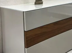 Hülsta Wohnwände & Tv-Lowboards|Wohnwand Now Vision C18 Lack Seidengrau Hochglanz Akzent Kernnussbaum Inklusive Couchtisch