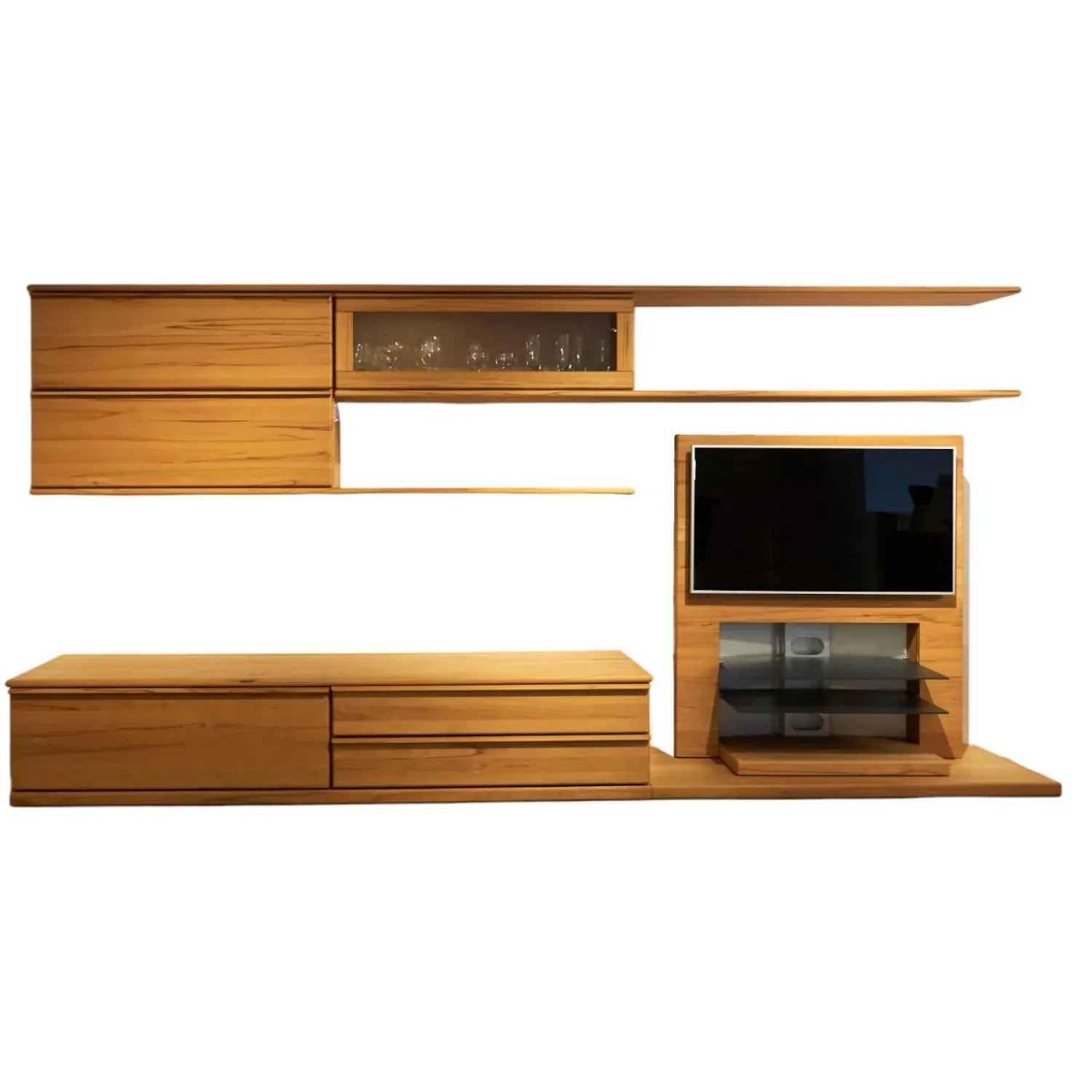 Team 7 Wohnwände & Tv-Lowboards|Wohnwand Opus Kernbuche Mit Drei Schubladen Und Drei Klappen