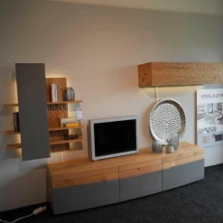 Voglauer Wohnwände & Tv-Lowboards|Wohnwand Opus Wildeiche Akzent Beton