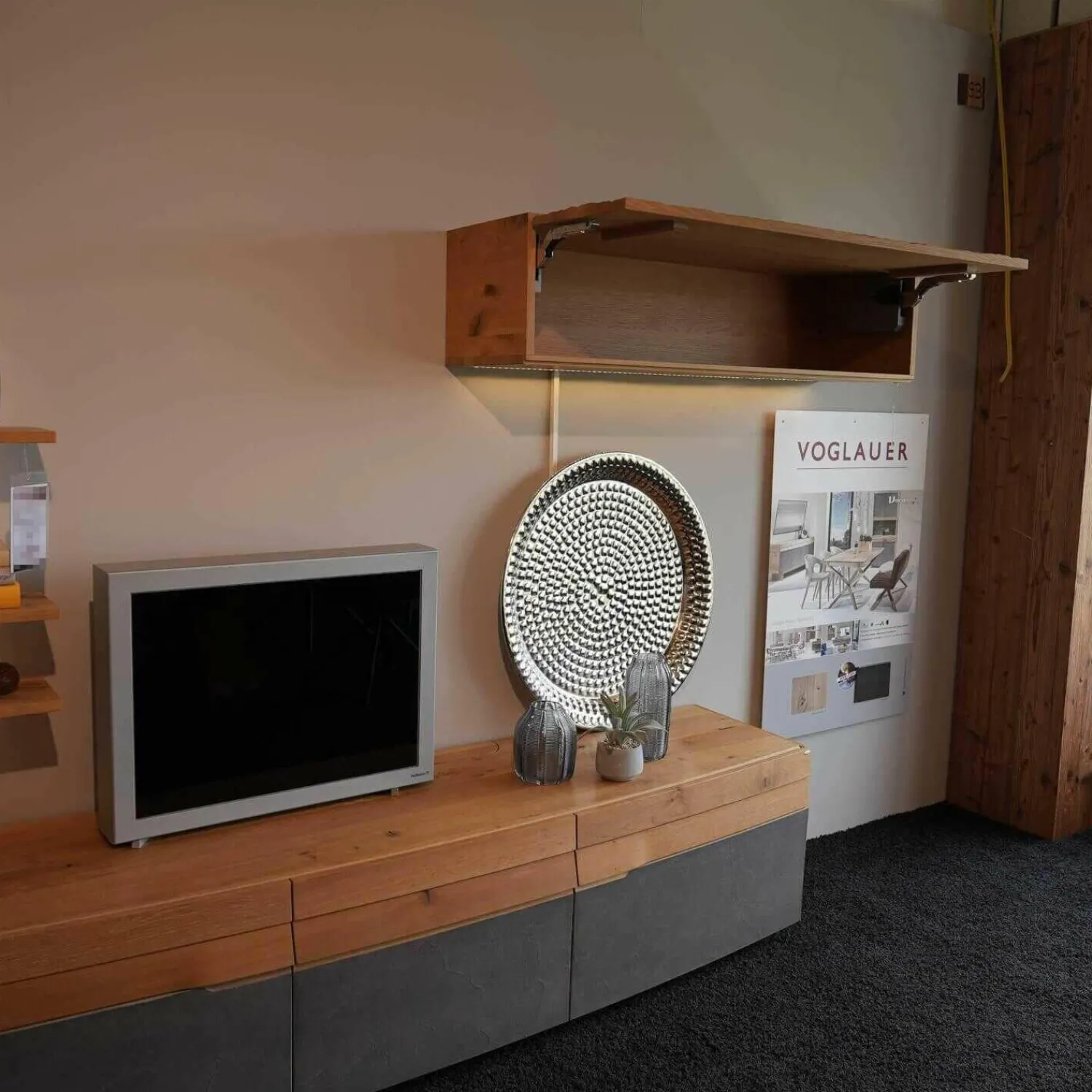 Voglauer Wohnwände & Tv-Lowboards|Wohnwand Opus Wildeiche Akzent Beton