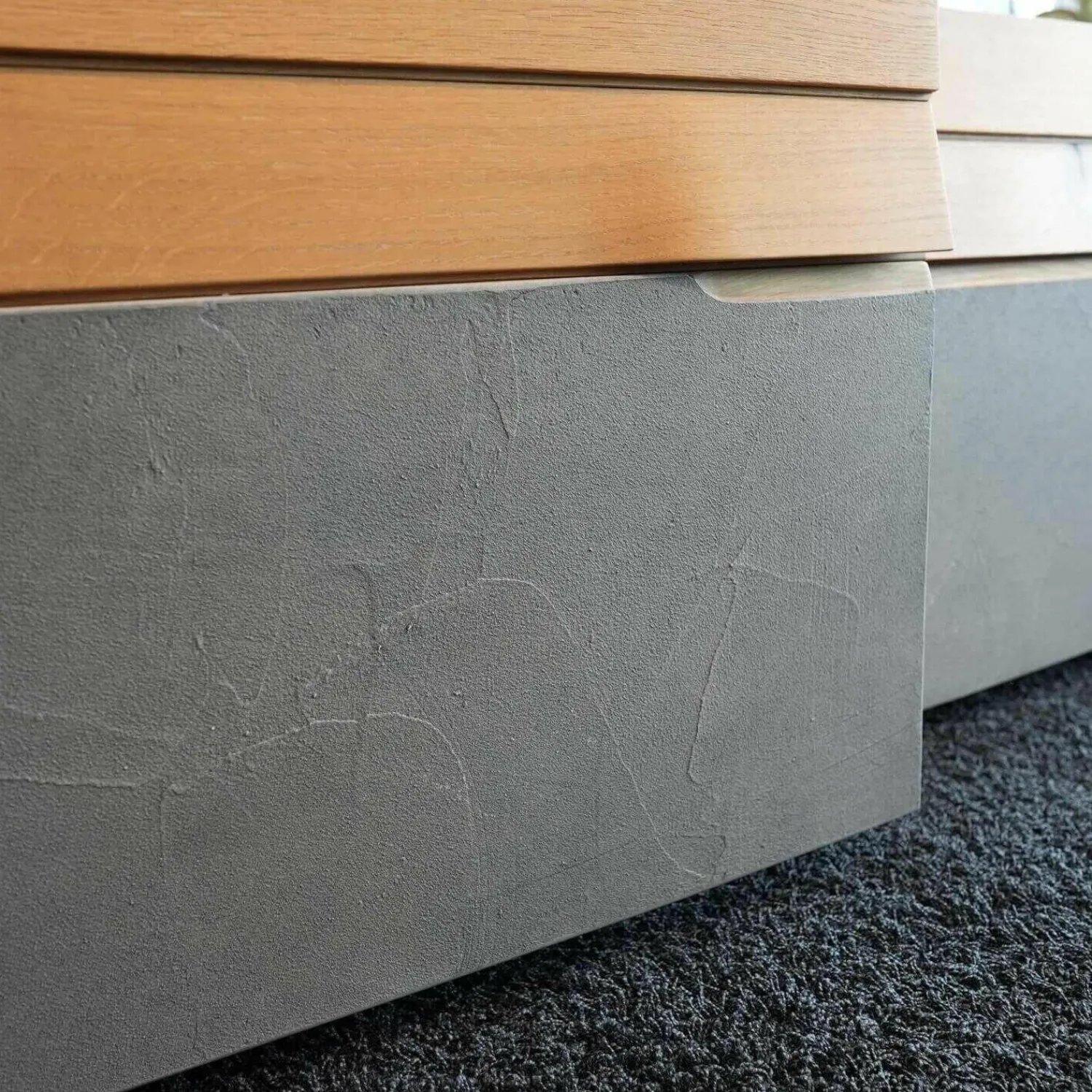 Voglauer Wohnwände & Tv-Lowboards|Wohnwand Opus Wildeiche Akzent Beton