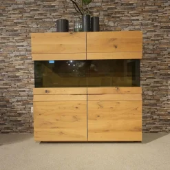 Voglauer Wohnwände & Tv-Lowboards|Wohnwand Opus Wildeiche Rustiko Akzent Beton Inklusive Highboard Und Sideboard