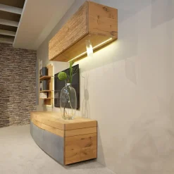 Voglauer Wohnwände & Tv-Lowboards|Wohnwand Opus Wildeiche Rustiko Akzent Beton Inklusive Highboard Und Sideboard