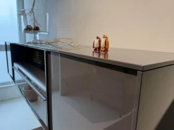 Molteni & C Wohnwände & Tv-Lowboards|Wohnwand Pass Word Korpus Lack Matt Blei Grau Front Eukalyptus Und Lack Glänzend Blei Grau