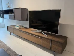 Molteni & C Wohnwände & Tv-Lowboards|Wohnwand Pass Word Korpus Lack Matt Blei Grau Front Eukalyptus Und Lack Glänzend Blei Grau