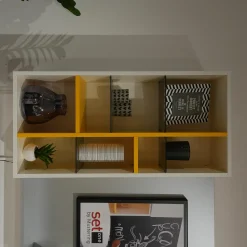 Musterring Wohnwände & Tv-Lowboards|Wohnwand Phoenix Holz Weiß Und Gelb Mit 2 Klappen Und Beleuchtungsset