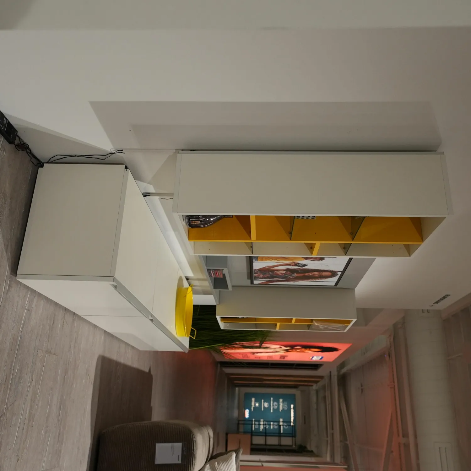 Musterring Wohnwände & Tv-Lowboards|Wohnwand Phoenix Holz Weiß Und Gelb Mit 2 Klappen Und Beleuchtungsset