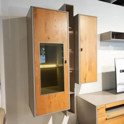 Gwinner Wohnwände & Tv-Lowboards|Wohnwand Piana Lack Seidenmatt Fango Grau Balkeneiche Honig Inklusive LED Beleuchtung