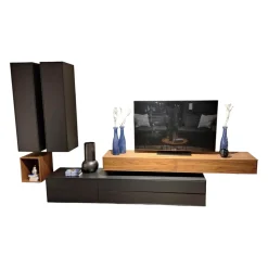 Paul Lindberg Wohnwände & Tv-Lowboards|Wohnwand pl.Cera Lack Anthrazit Nussbaum Natur Furniert