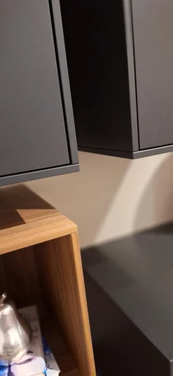 Paul Lindberg Wohnwände & Tv-Lowboards|Wohnwand pl.Cera Lack Anthrazit Nussbaum Natur Furniert