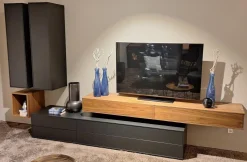 Paul Lindberg Wohnwände & Tv-Lowboards|Wohnwand pl.Cera Lack Anthrazit Nussbaum Natur Furniert