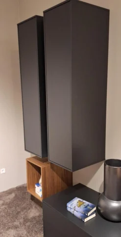 Paul Lindberg Wohnwände & Tv-Lowboards|Wohnwand pl.Cera Lack Anthrazit Nussbaum Natur Furniert