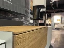 Musterring Wohnwände & Tv-Lowboards|Wohnwand Q Media 2 0 Front Und Korpus Mattglas Weiß PG5 Mittelelement Eiche Massiv Mit LED Beleuchtung Ohne Vitrine