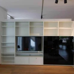 Interlübke Wohnwände & Tv-Lowboards|Wohnwand Regal Studimo Front Klarglas Schwarz Korpus Weiß in M01