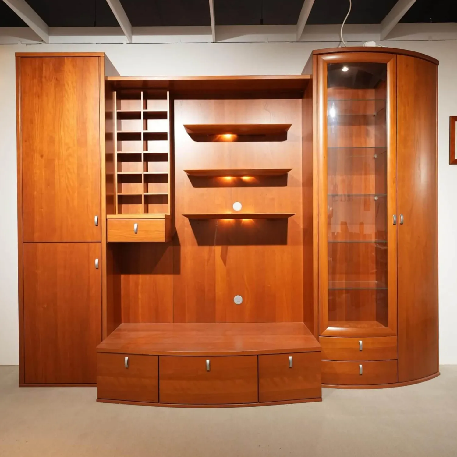 Thielemeyer Wohnwände & Tv-Lowboards|Wohnwand Rio Kirschbaum Inklusive Halo Strahler Und Trafo