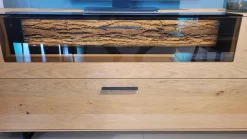 Hartmann Wohnwände & Tv-Lowboards|Wohnwand Runa Kerneiche Massiv Natur Gebürstet Applikation Rinde Metall Anthrazit Mit Beleuchtung